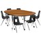 Flash Furniture Mobile 86" Oval Wave Oak Table Set-16" Chairs XU-GRP-16CH-A3060CON-60-OAK-T-A-CAS-GG - alternate 4